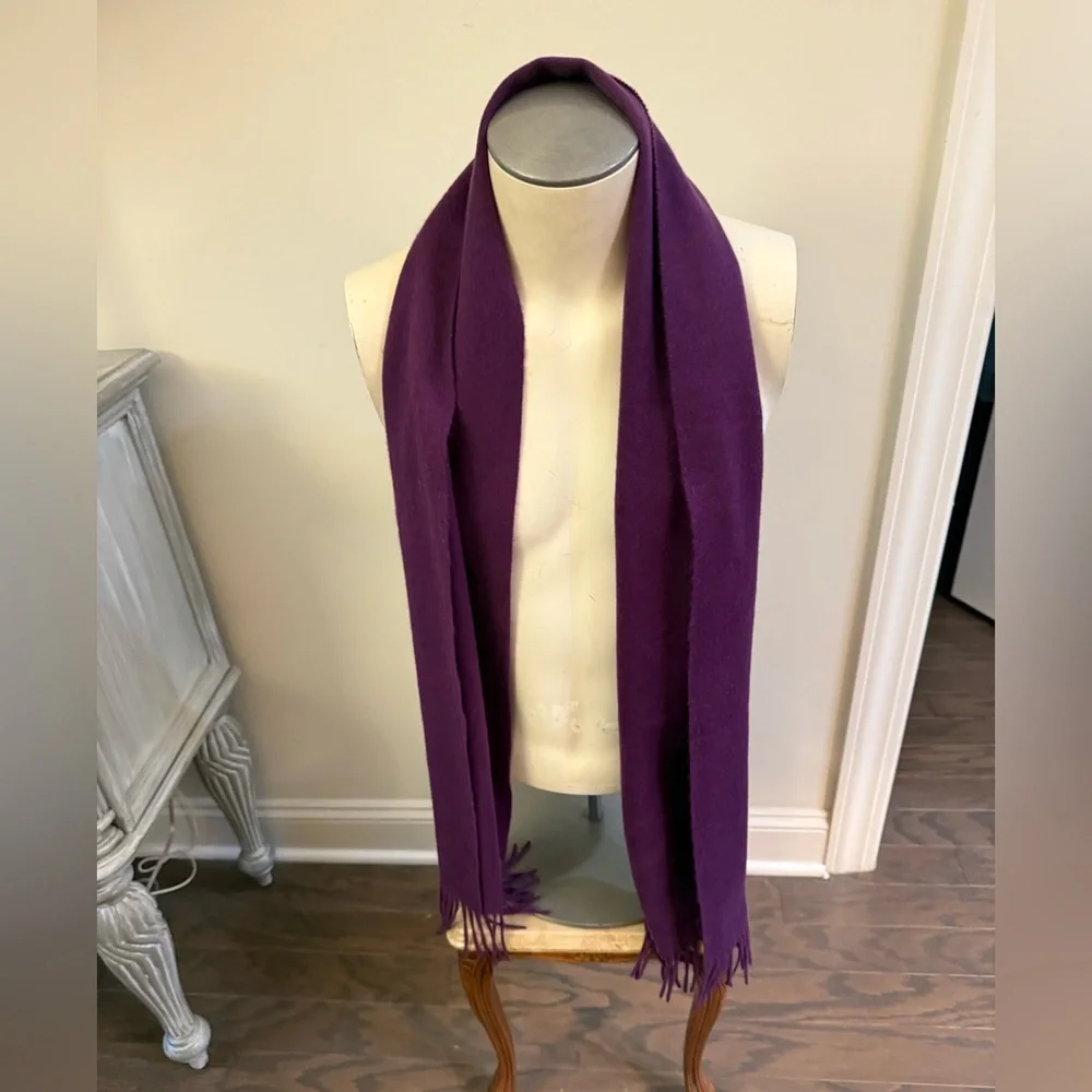 New! Polo Ralph Lauren 100% CASHMERE Fringe Purple Scarf Teal Green Pony